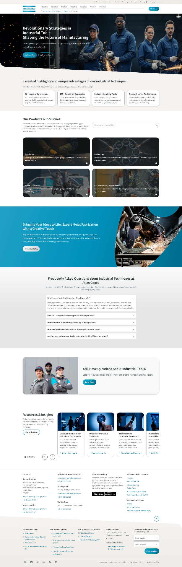 Atlas Copco ITBA landing page design in Figma